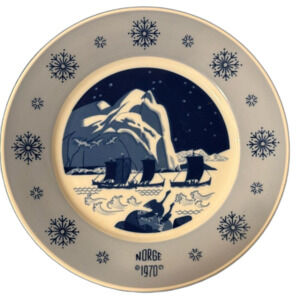 Norge 1970 sailing to fishing banks collection plate, Nordic life holiday